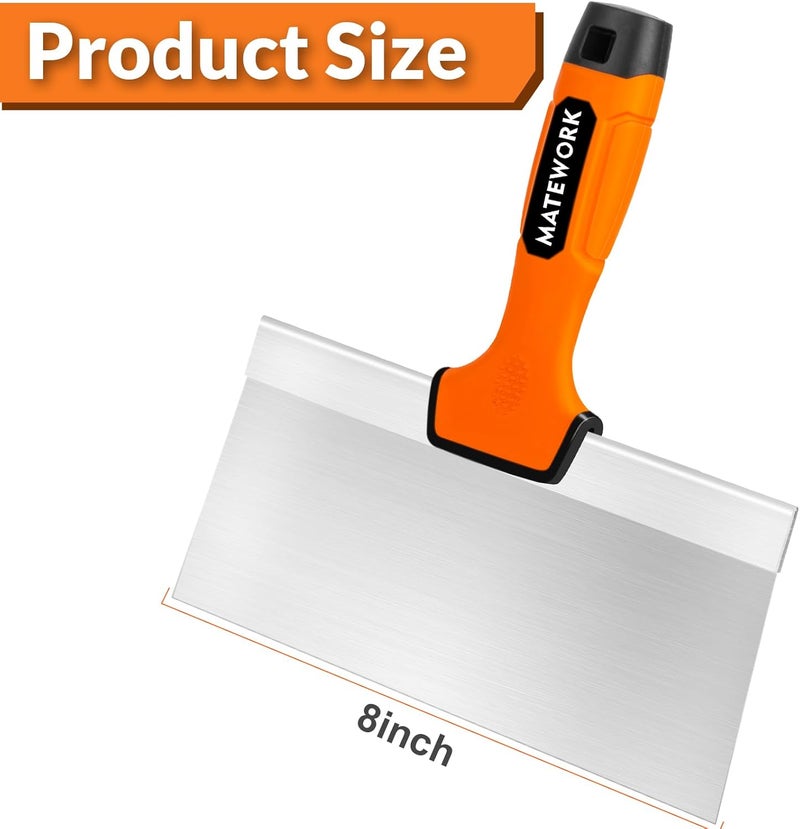 Matework 8 Inch Spackle Knife Tools, Putty Knife Scraper, Ergonomic Grip Tapping Knife with Hammer End for Drywall Work - Image 4